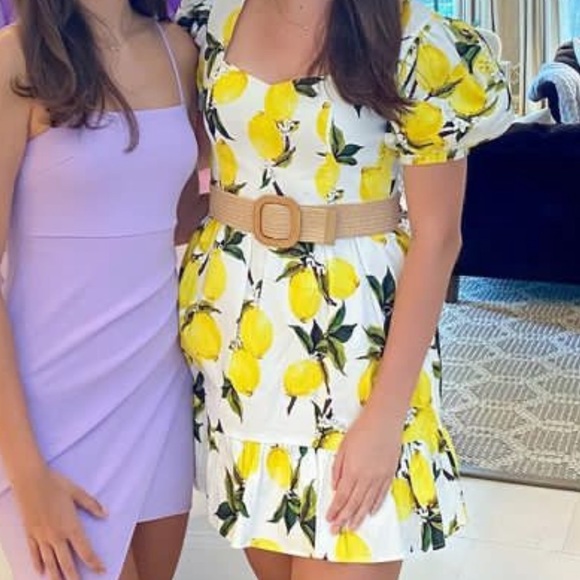 Lemon Puff Sleeve Mini Dress - Picture 2 of 7